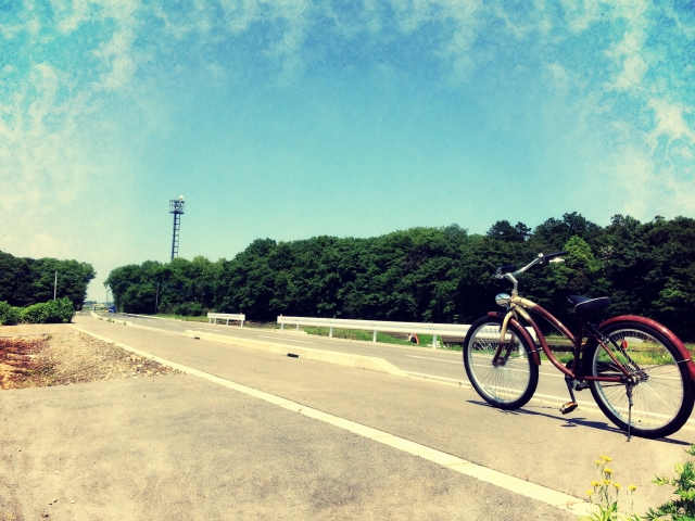 自転車と一本道